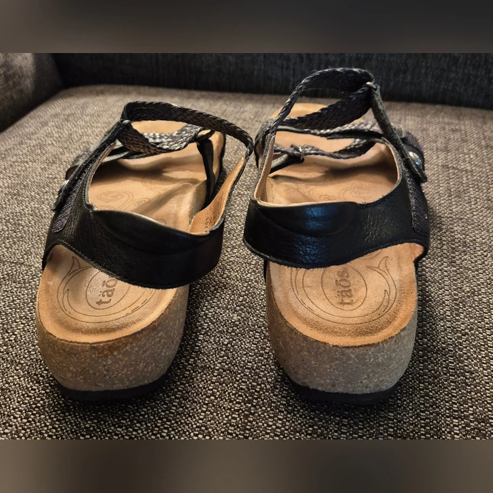 Taos Footwear Black Braided Strappy Sandals - Picture 4 of 11